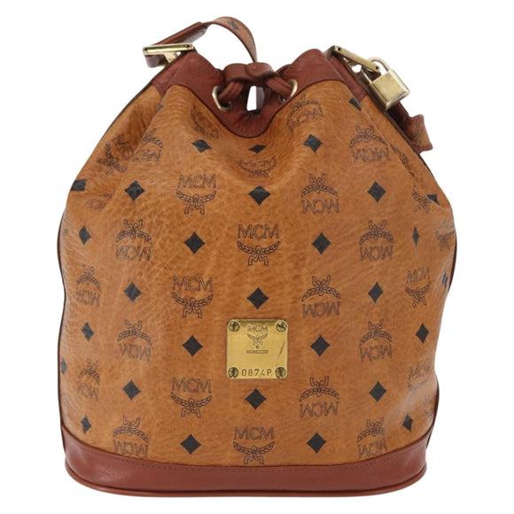 MCM Logogram Vicetos Shoulder Bag PVC Leather Brown Gold Auth ki6291