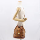 MCM Logogram Vicetos Shoulder Bag PVC Leather Brown Gold Auth ki6291-25