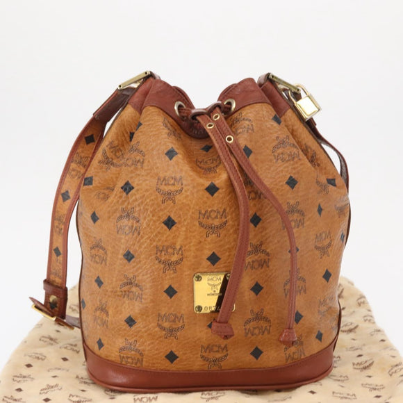 MCM Logogram Vicetos Shoulder Bag PVC Leather Brown Gold Auth ki6291