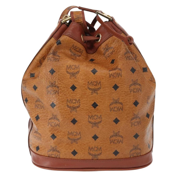 MCM Logogram Vicetos Shoulder Bag PVC Leather Brown Gold Auth ki6291