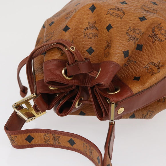 MCM Logogram Vicetos Shoulder Bag PVC Leather Brown Gold Auth ki6291