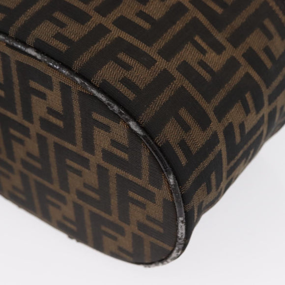 FENDI Zucca Canvas Vanity Pouch Black Brown Silver Auth ki6294