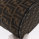 FENDI Zucca Canvas Vanity Pouch Black Brown Silver Auth ki6294-16