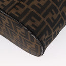 FENDI Zucca Canvas Vanity Pouch Black Brown Silver Auth ki6294-17
