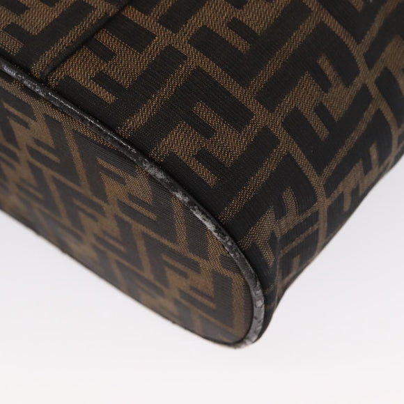 FENDI Zucca Canvas Vanity Pouch Black Brown Silver Auth ki6294