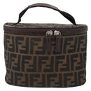 FENDI Zucca Canvas Vanity Pouch Black Brown Silver Auth ki6294-13