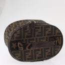 FENDI Zucca Canvas Vanity Pouch Black Brown Silver Auth ki6294-6