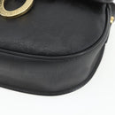 Christian Dior Trotter Canvas Oval Shoulder Bag PVC Black Gold Auth ki6295-10