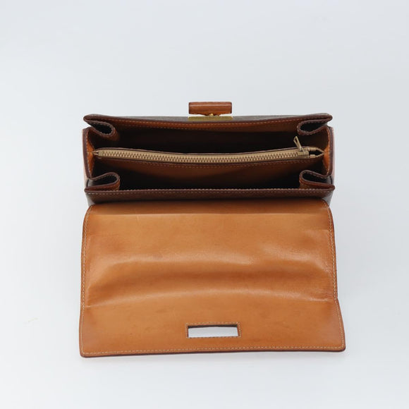 CELINE Macadam Canvas Hand Bag PVC Leather Brown Gold Auth ki6298