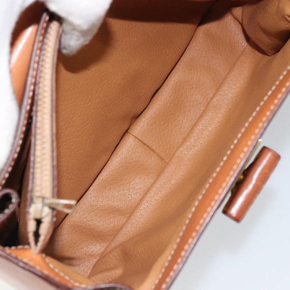 CELINE Macadam Canvas Hand Bag PVC Leather Brown Gold Auth ki6298