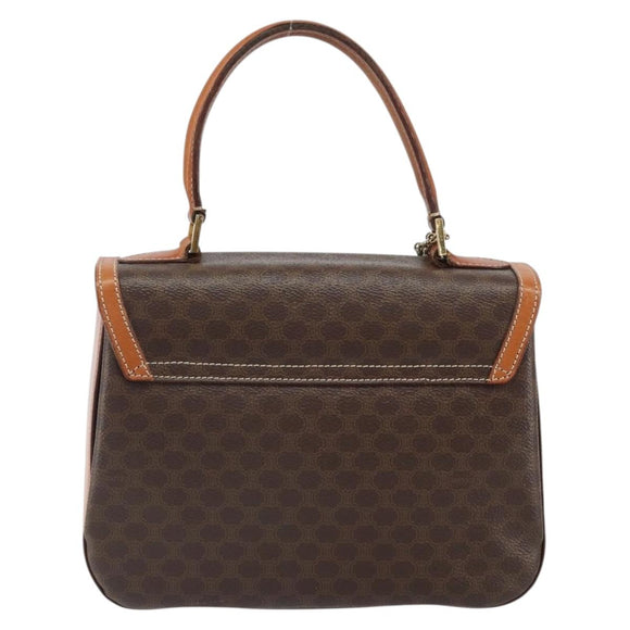 CELINE Macadam Canvas Hand Bag PVC Leather Brown Gold Auth ki6298