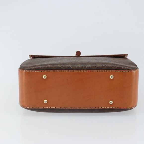 CELINE Macadam Canvas Hand Bag PVC Leather Brown Gold Auth ki6298