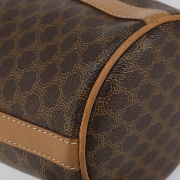 CELINE Macadam Canvas Shoulder Bag PVC Leather Brown Gold Auth ki6299