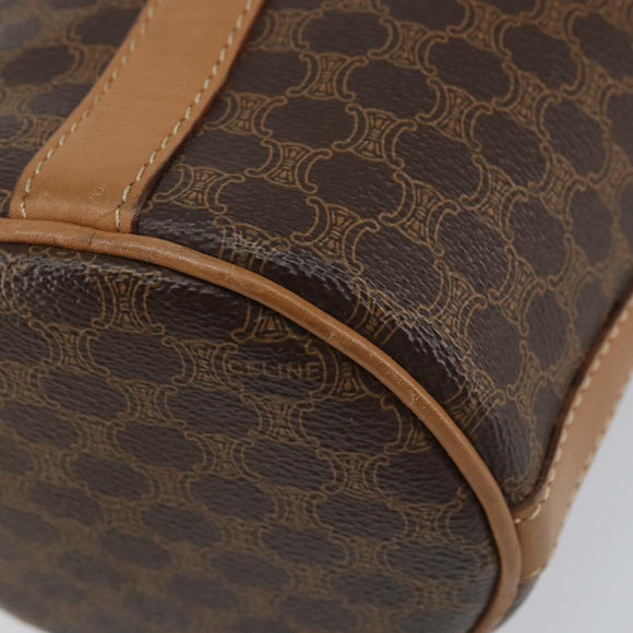 CELINE Macadam Canvas Shoulder Bag PVC Leather Brown Gold Auth ki6299