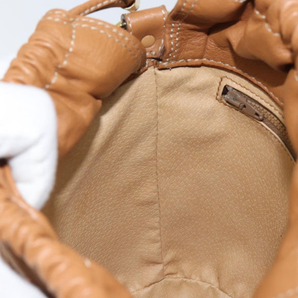 CELINE Macadam Canvas Shoulder Bag PVC Leather Brown Gold Auth ki6299