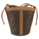 CELINE Macadam Canvas Shoulder Bag PVC Leather Brown Gold Auth ki6299-2