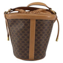 CELINE Macadam Canvas Shoulder Bag PVC Leather Brown Gold Auth ki6299-3