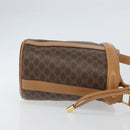 CELINE Macadam Canvas Shoulder Bag PVC Leather Brown Gold Auth ki6299-4