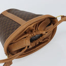 CELINE Macadam Canvas Shoulder Bag PVC Leather Brown Gold Auth ki6299-6