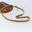 CELINE Macadam Canvas Shoulder Bag PVC Leather Brown Gold Auth ki6299-7