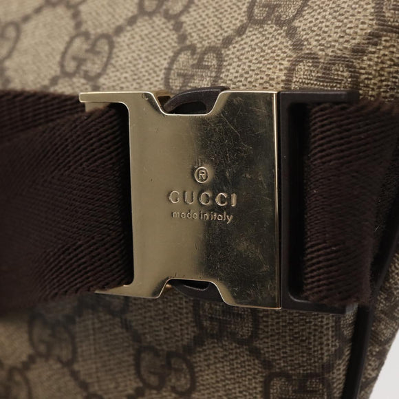 GUCCI GG Supreme Body Bag PVC Beige Gold 233269 Auth ki6304