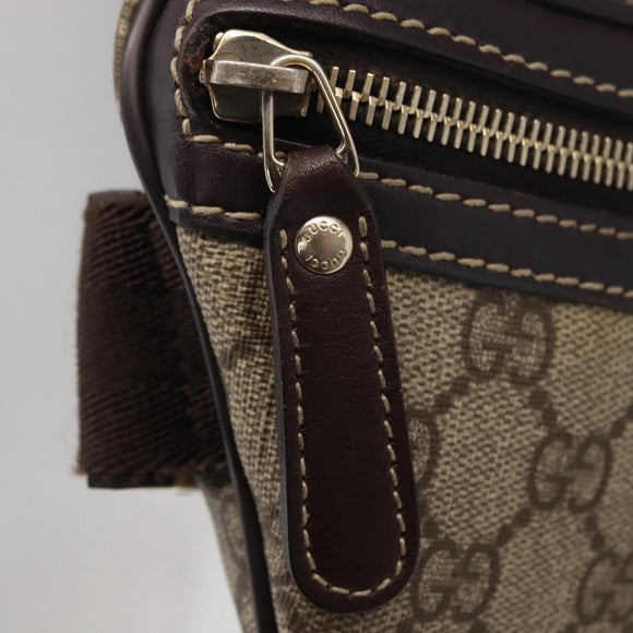 GUCCI GG Supreme Body Bag PVC Beige Goud 233269 Auth ki6304