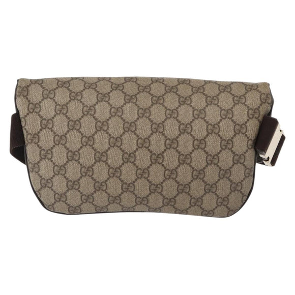 GUCCI GG Supreme Body Bag PVC Beige Gold 233269 Auth ki6304