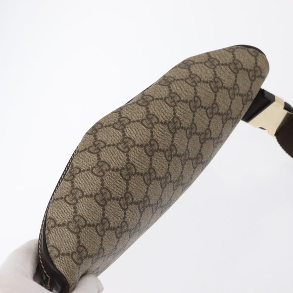 GUCCI GG Supreme Body Bag PVC Beige Gold 233269 Auth ki6304