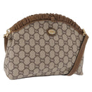 GUCCI GG Plus Supreme Shoulder Bag PVC Leather Beige Gold Auth ki6307-1