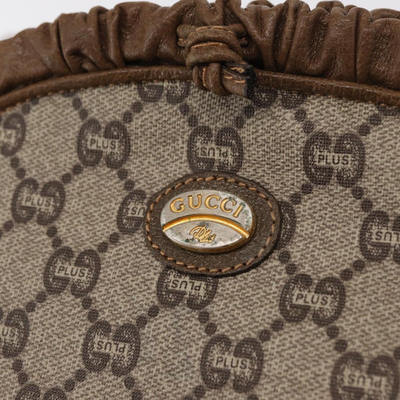 GUCCI GG Plus Supreme Shoulder Bag PVC Leather Beige Gold Auth ki6307