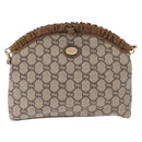GUCCI GG Plus Supreme Shoulder Bag PVC Leather Beige Gold Auth ki6307-2