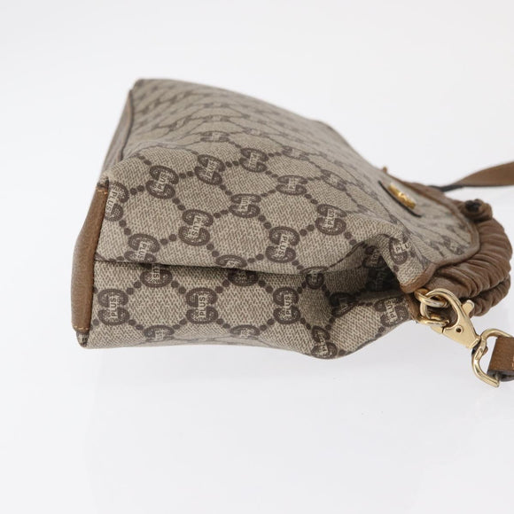 GUCCI GG Plus Supreme Shoulder Bag PVC Leather Beige Gold Auth ki6307