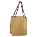 PRADA Chain Hand Bag Leather plastic Beige Auth ki6308-1