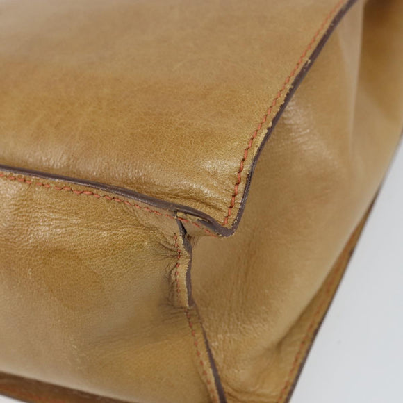 PRADA Chain Hand Bag Leather plastic Beige Auth ki6308