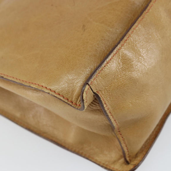 PRADA Chain Hand Bag Leather plastic Beige Auth ki6308