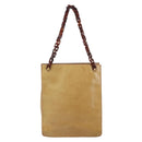 PRADA Chain Hand Bag Leather plastic Beige Auth ki6308-13