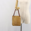 PRADA Chain Hand Bag Leather plastic Beige Auth ki6308-21