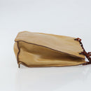 PRADA Chain Hand Bag Leather plastic Beige Auth ki6308-3