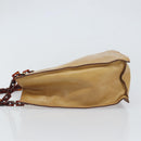PRADA Chain Hand Bag Leather plastic Beige Auth ki6308-4