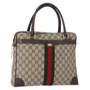 GUCCI GG Supreme Web Sherry Line Hand Bag PVC Beige Gold 010 378 Auth ki6310-1