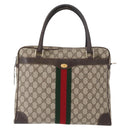 GUCCI GG Supreme Web Sherry Line Hand Bag PVC Beige Gold 010 378 Auth ki6310-13