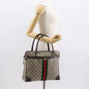 GUCCI GG Supreme Web Sherry Line Hand Bag PVC Beige Gold 010 378 Auth ki6310-24