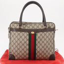 GUCCI GG Supreme Web Sherry Line Hand Bag PVC Beige Gold 010 378 Auth ki6310-12