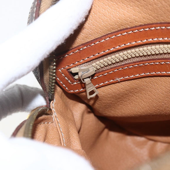 CELINE Macadam Canvas Shoulder Bag PVC Leather Brown Gold Auth ki6312