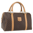 CELINE Macadam Canvas Boston Bag PVC Leather Brown Gold Auth ki6313-1