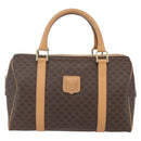 CELINE Macadam Canvas Boston Bag PVC Leather Brown Gold Auth ki6313-2