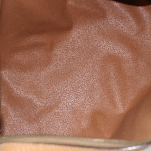 CELINE Macadam Canvas Boston Bag PVC Leather Brown Gold Auth ki6313