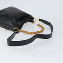 GUCCI Bamboo Shoulder Bag Leather 2way Black Gold 001 2113 1638 Auth ki6316-9