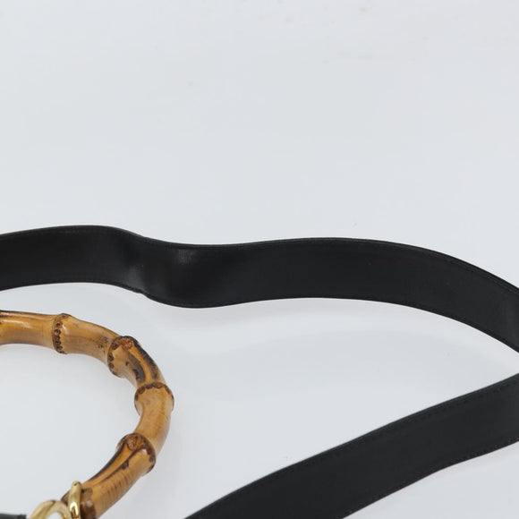 GUCCI Bamboo Shoulder Bag Leather 2way Black Gold 001 2113 1638 Auth ki6316