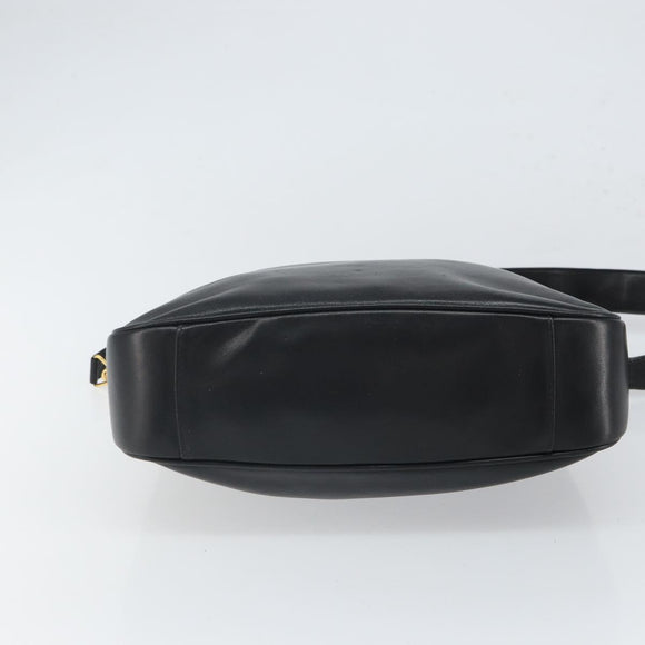 GUCCI Bamboo Shoulder Bag Leather 2way Black Gold 001 2113 1638 Auth ki6316